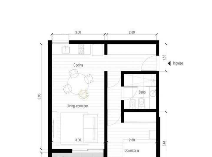 Departamento de 1 dormitorio en zona Pichincha