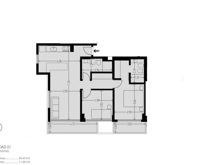 Departamento de 2 dormitorios con balcon Barrio Abasto