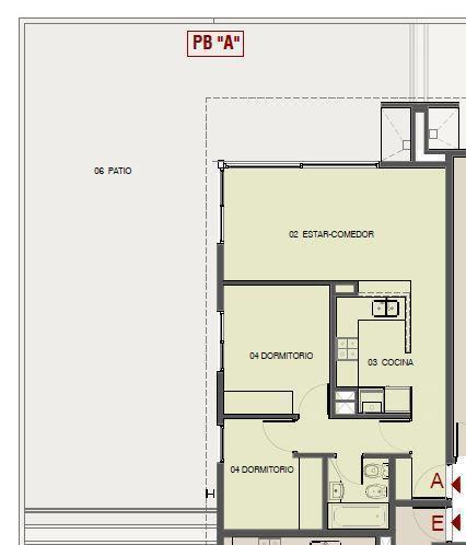 Departamento de 2 dormitorios con patio en Condominios Paddock