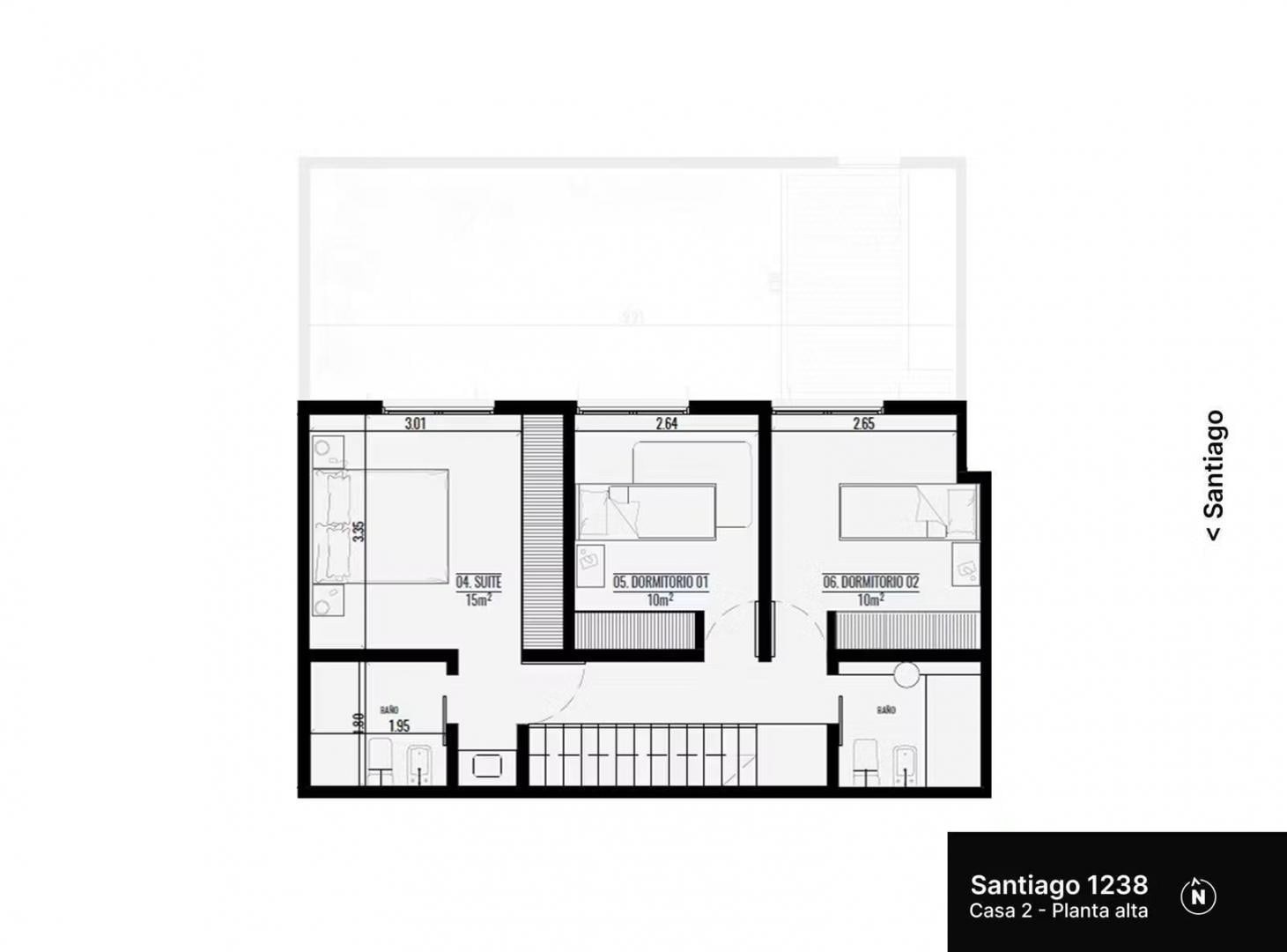 Casa de pasillo a estrenar con 3 dormitorios y jardín en Barrio Lourdes