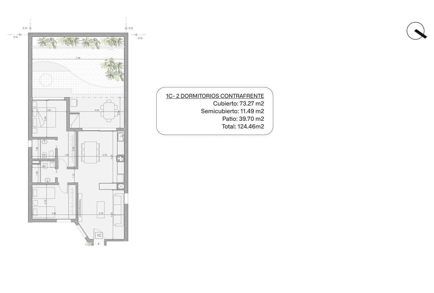Departamento de 2 dormitorios y patio a metros de Av. Pellegrini
