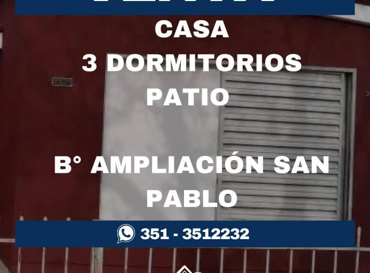 VENTA CASA B°AMPL. SAN PABLO 3 DORM 4