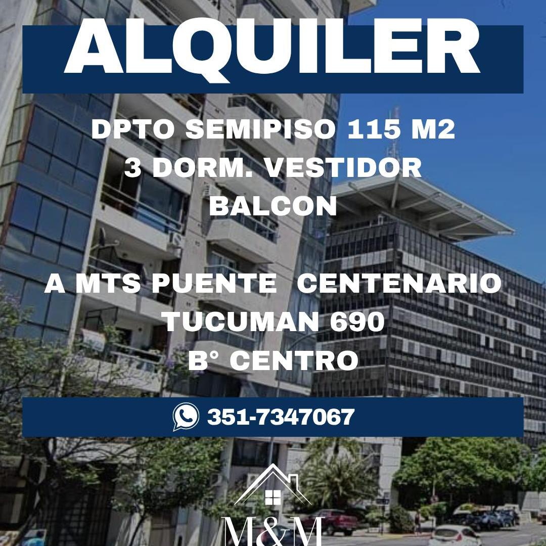 EXCELENTE SEMIPISO EN ALQUILER B° CENTRO 3DORM.C/BALCON