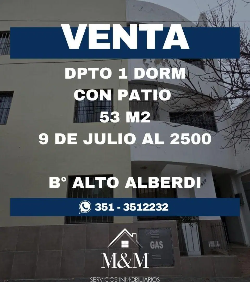 EXCELENTE DPTO EN VENTA C/ PATIO B° ALTO ALBERDI 1
