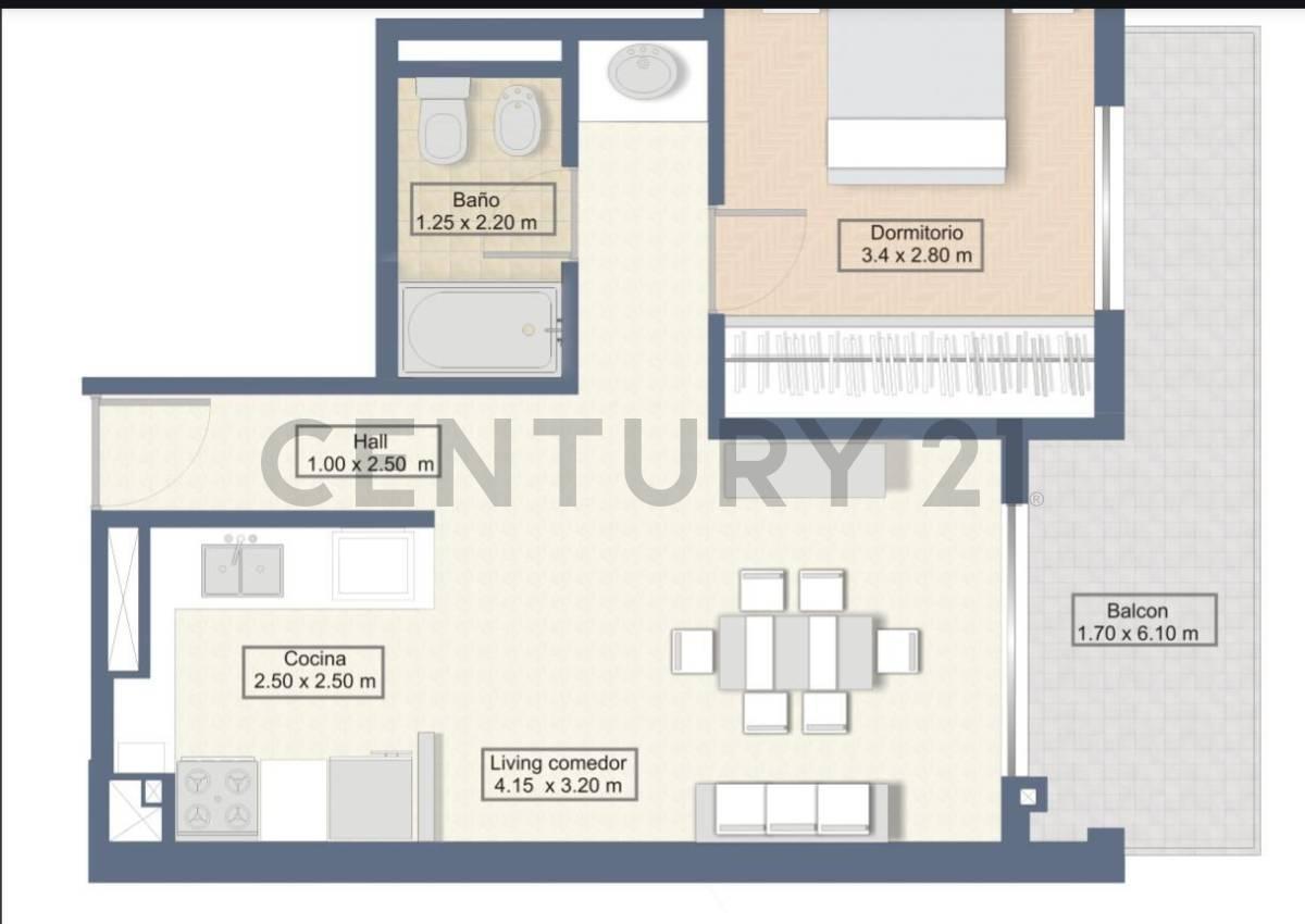 Foto de DEPTO 1 DORMITORIO, BALCÓN Y COCHERA, imagen 3