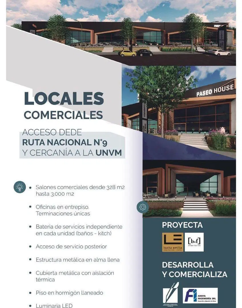 LOCALES COMERCIALES EN VENTA SOBRE RUTA N° 9 V.M 2