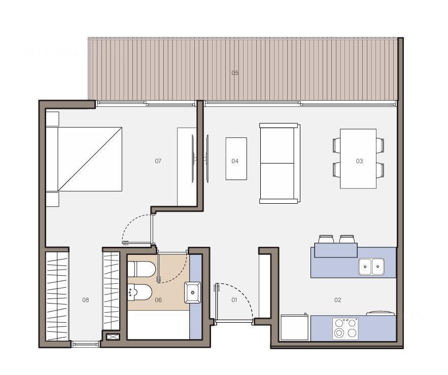 Venta semipiso 2 ambientes con balcón en Haedo.