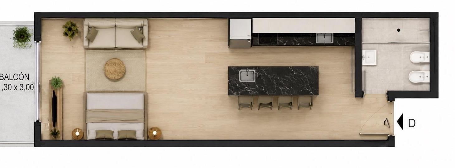 Foto de Monoambiente con balcón. Centro. Impecable, imagen 4