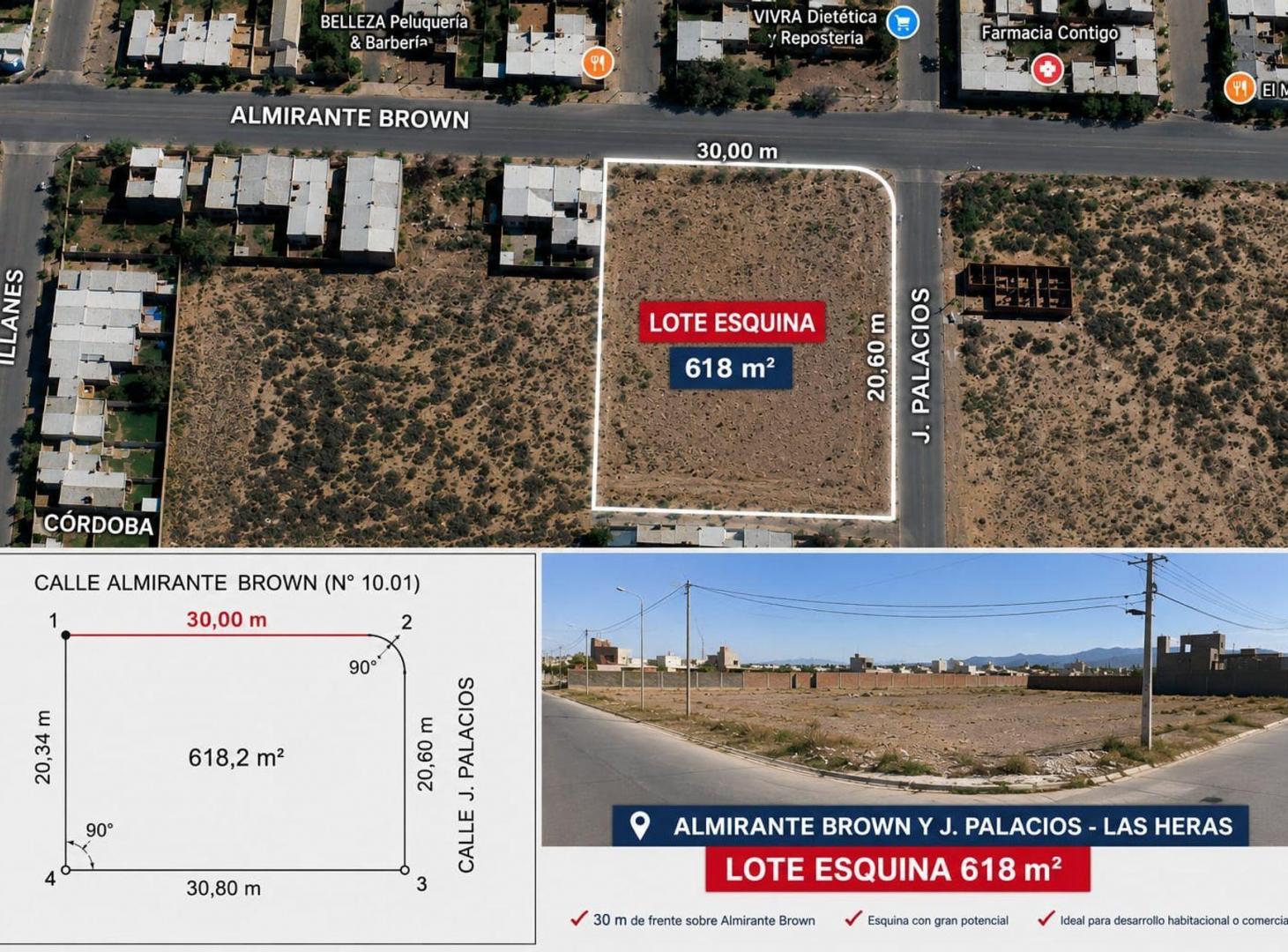 Foto de VENTA LOTE ESQUINA- ALMIRANTE BROWN LAS HERAS, imagen 2