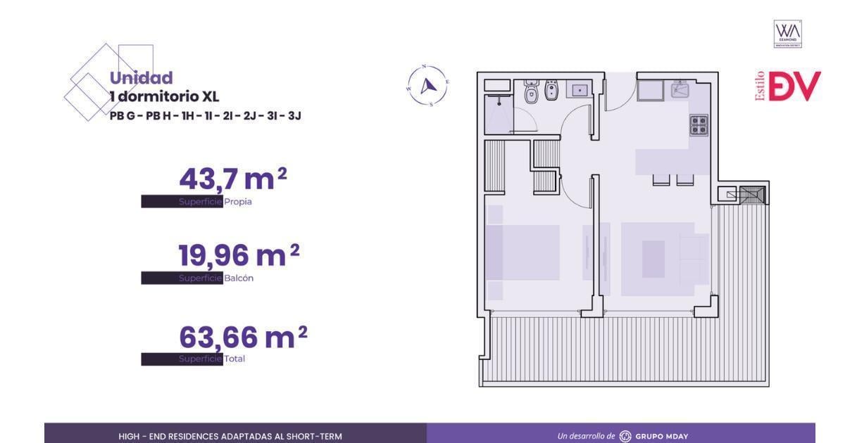 Foto de Departamento en VENTA pozo - 2 ambientes - Wa Diamond, San Lorenzo Chico, imagen 3