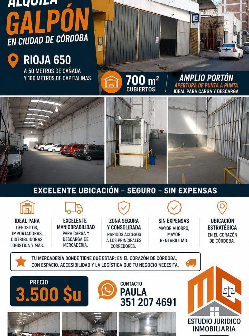 ALQUILER GALPON CENTRO DE CORDOBA