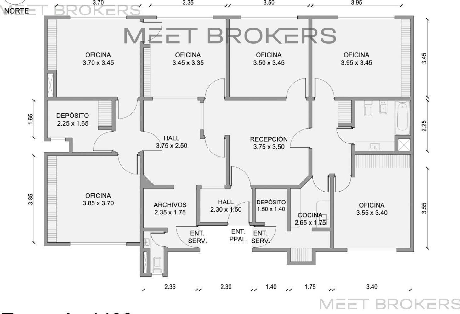 Oficina en Venta | 151,72 m² | 7 Despachos | Tucumán 1400