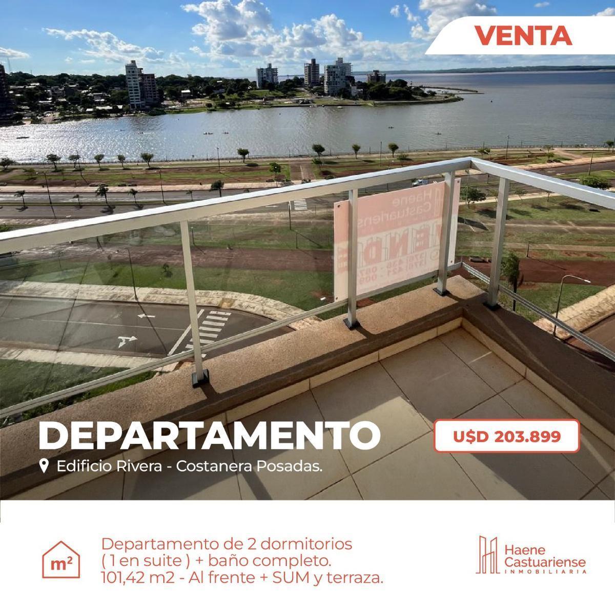 Departamento de Dos Dormitorios en Venta sobre Costanera