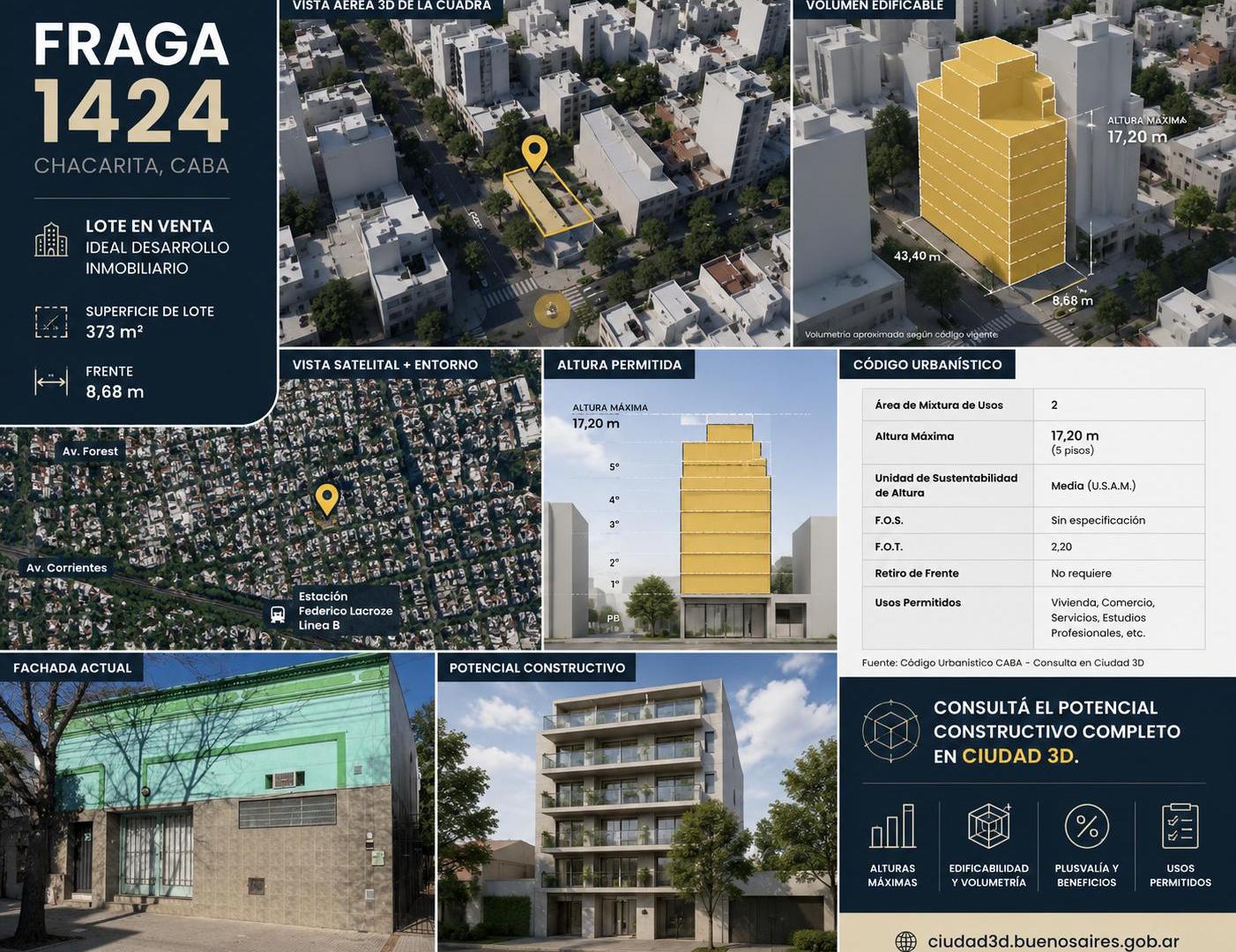 Terreno de 376 m2 en venta en Villa Ortuzar