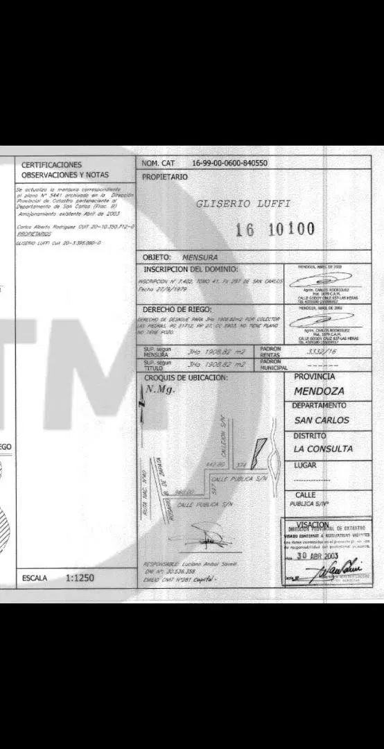 VENTA. TERRENO. 31.900 m2 .COSTEADO. RIO. SAN CARLOS. MENDOZA. ARGENTINA. VENDE APC ARGENTINA 3