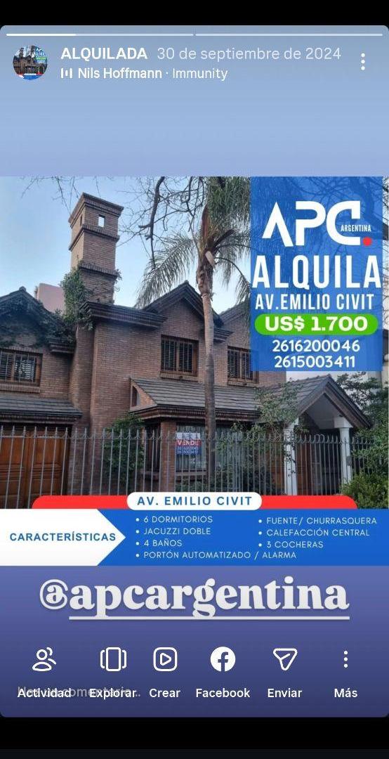 Alquiler Casa para Familia. con 360 m² y 7 dormitorios en alquiler en Quinta Sección