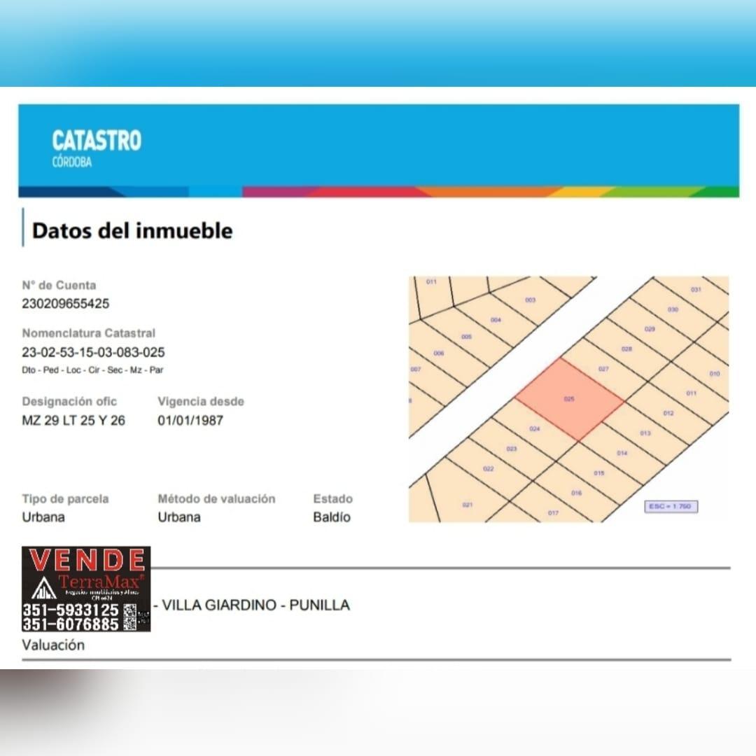 Venta Lote en Villa Giardino 720 M² Provincia de Cordoba 1