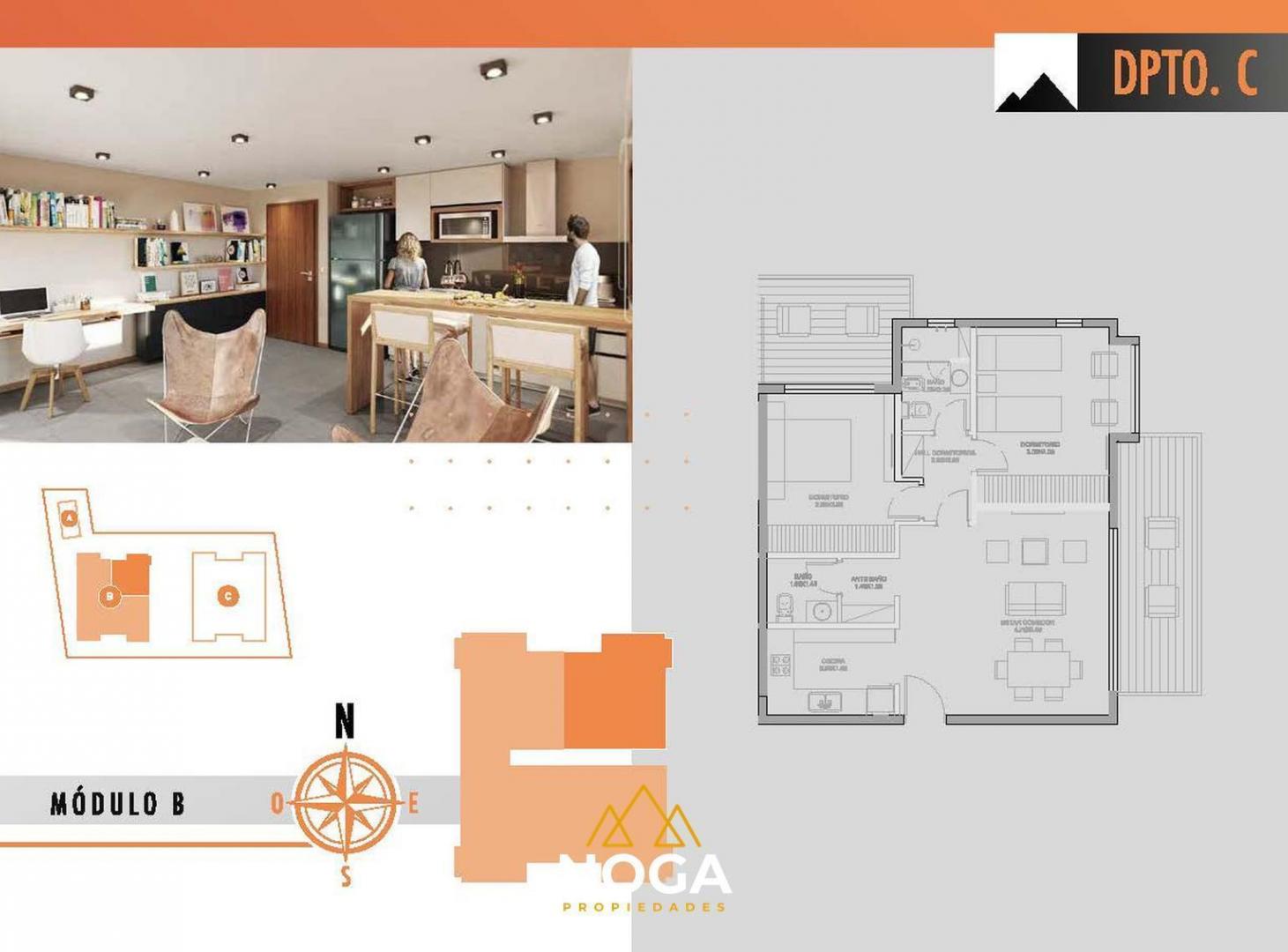 DOMO II - Departamento de 3 ambientes en construcción en el centro