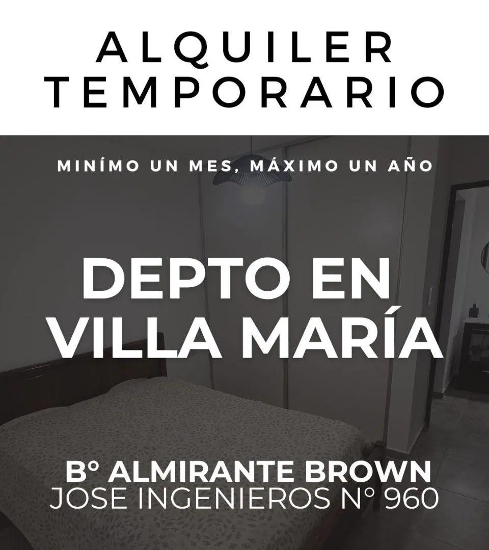 SE ALQUILA DEPARTAMENTO TEMPORARIO EN VILLA MARIA 4