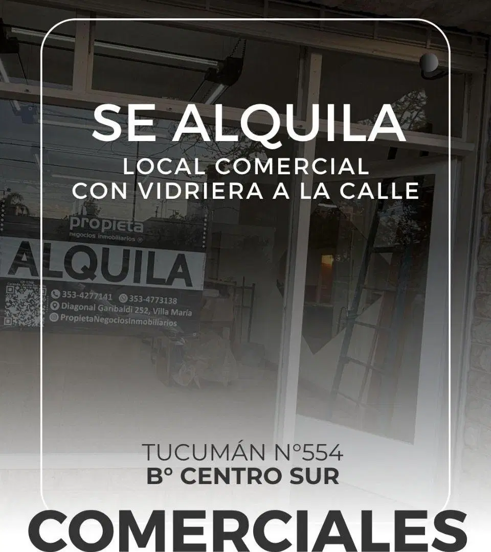 SE ALQUILA LOCAL COMERCIAL EN VILLA MARIA 3
