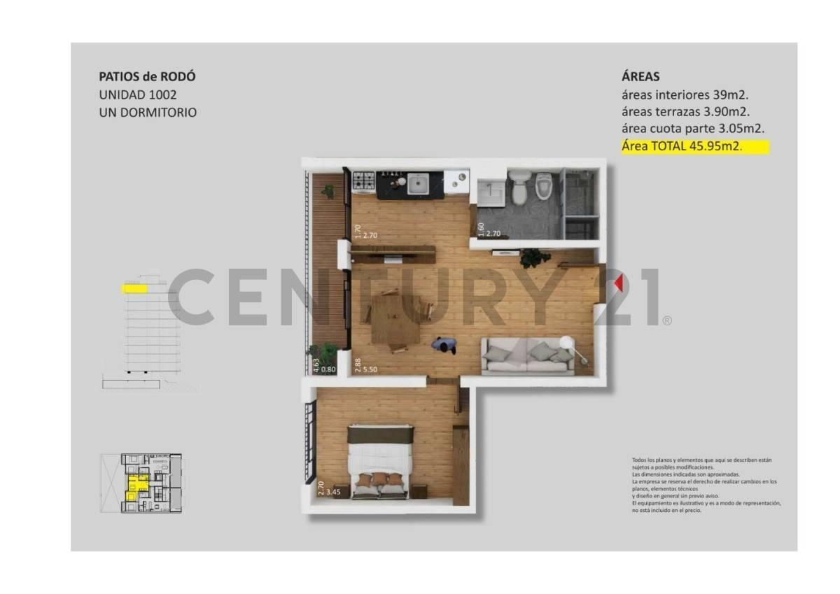 Foto de Apartamento piso 10 + Cochera de 1 dormitorio, CORDON Excelente, imagen 2