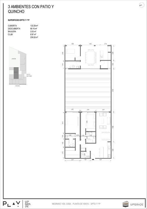 Upgrade Play - Venta de departamento 3 ambientes en Palermo con patio + quincho