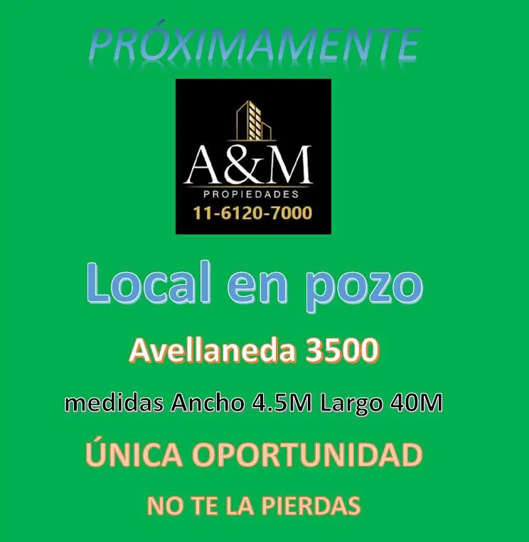 Oportunidad local en pozo VENTA Centro comercial flores avellaneda 3500 FRENTE 4.5M 2