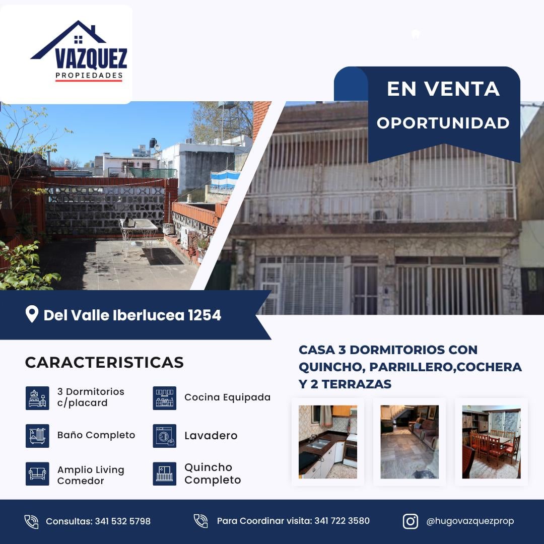 Casa 3 Dormitorios Con Quincho, Parrillero Y Terraza En Alberdi