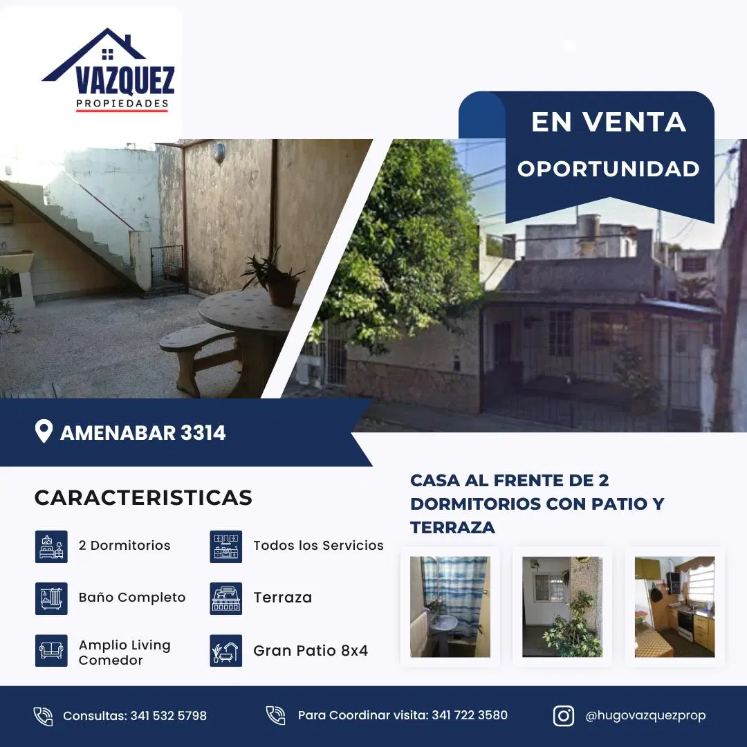 Casa Al Frente De 2 Dormitorios Con Patio Y Terraza 2