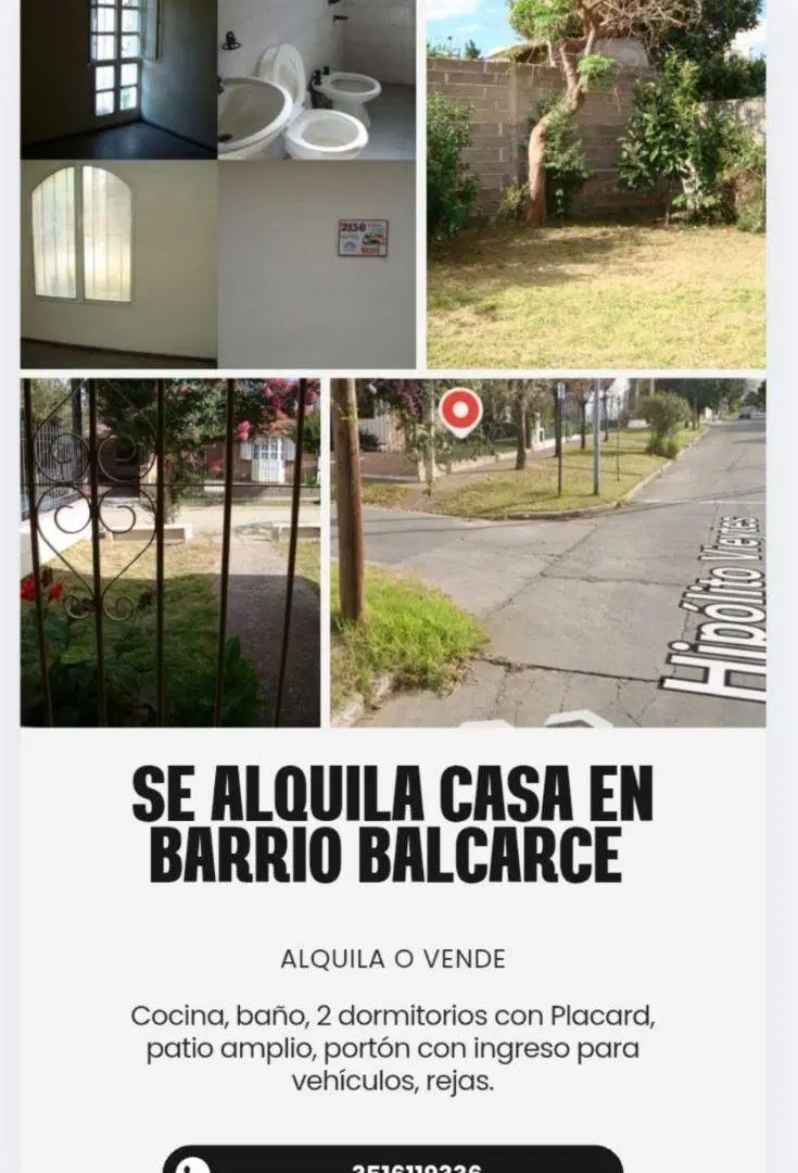CASA EN ALQUILER O VENTA EN BARRIO BALCARCE (VIEYTES AL 2150) 1