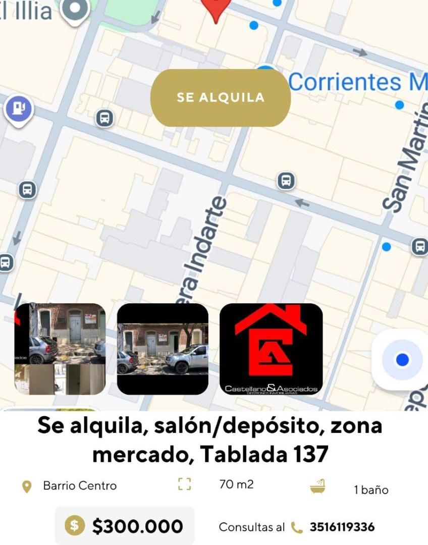 Se Alquila Salón/Depósito LA TABLADA 137 CENTRO