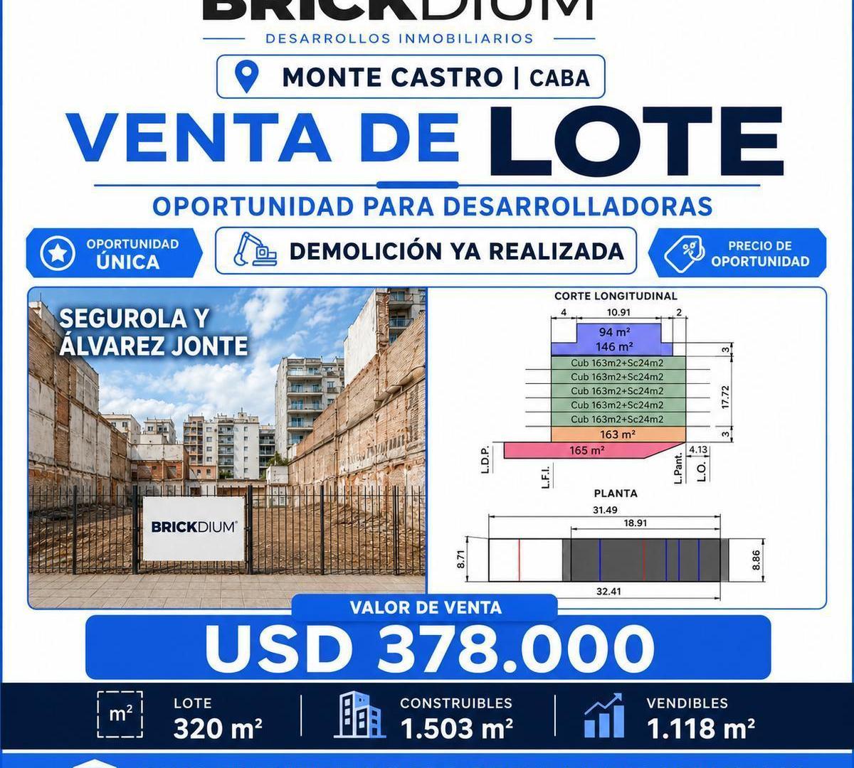 Foto de Terreno 8,66 X 37 M, con Demolición Av. Segurola y Alvarez Jonte Lote, imagen 2