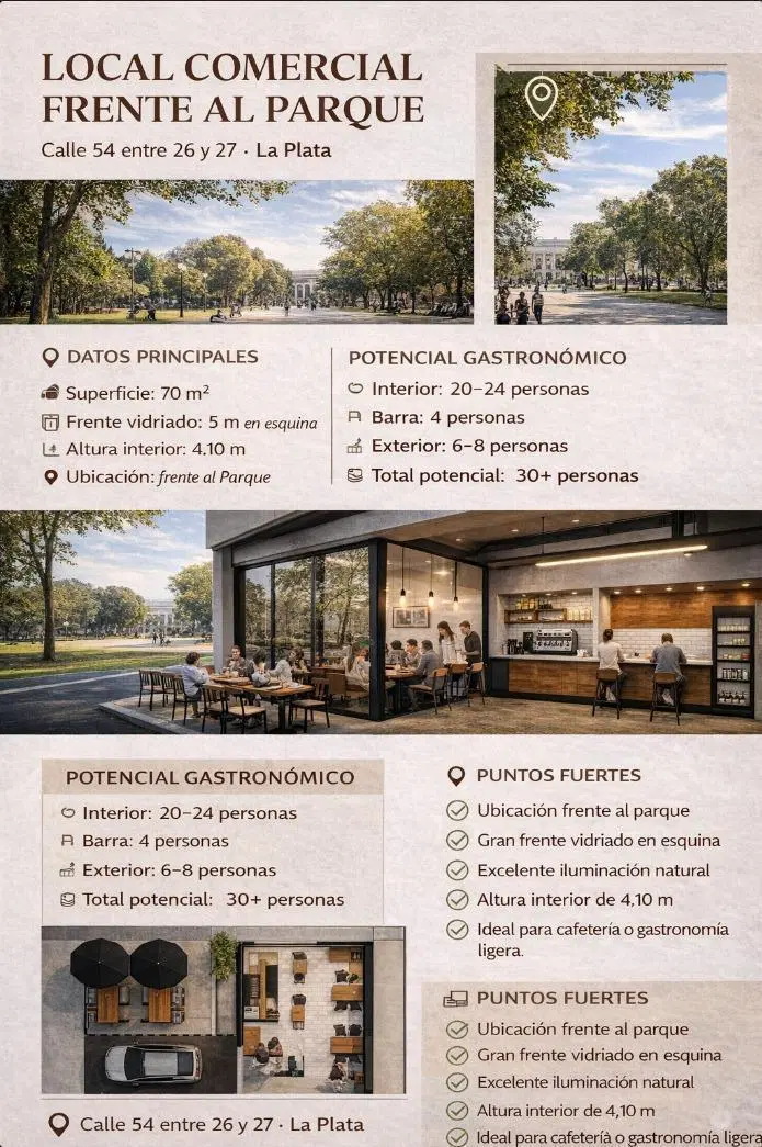 Excelente Local comercial frente a Parque San Martin, gran potencial para gastronomia cafeteria 2