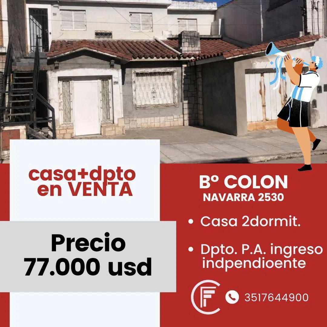 VENDO CASA DPTO. BARRIO COLON 3