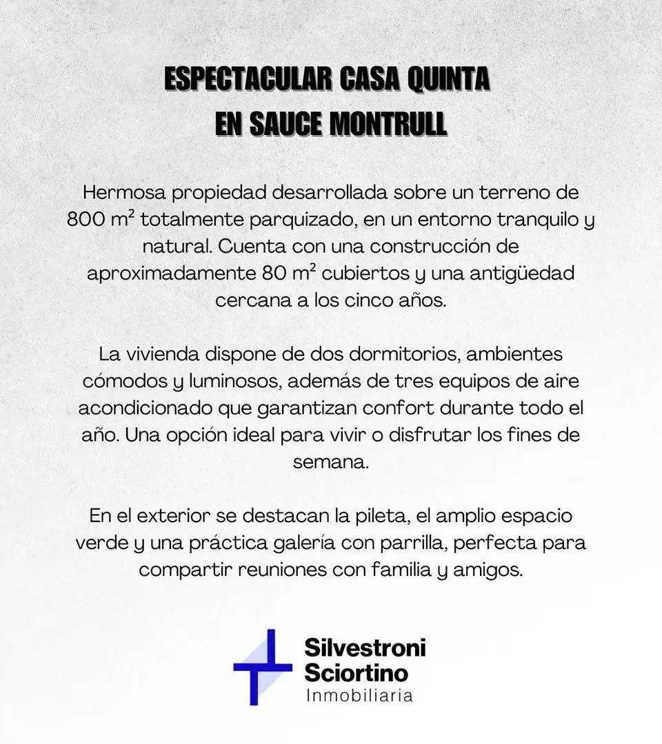 Muy linda Casa Quinta - Sauce Montrull 5