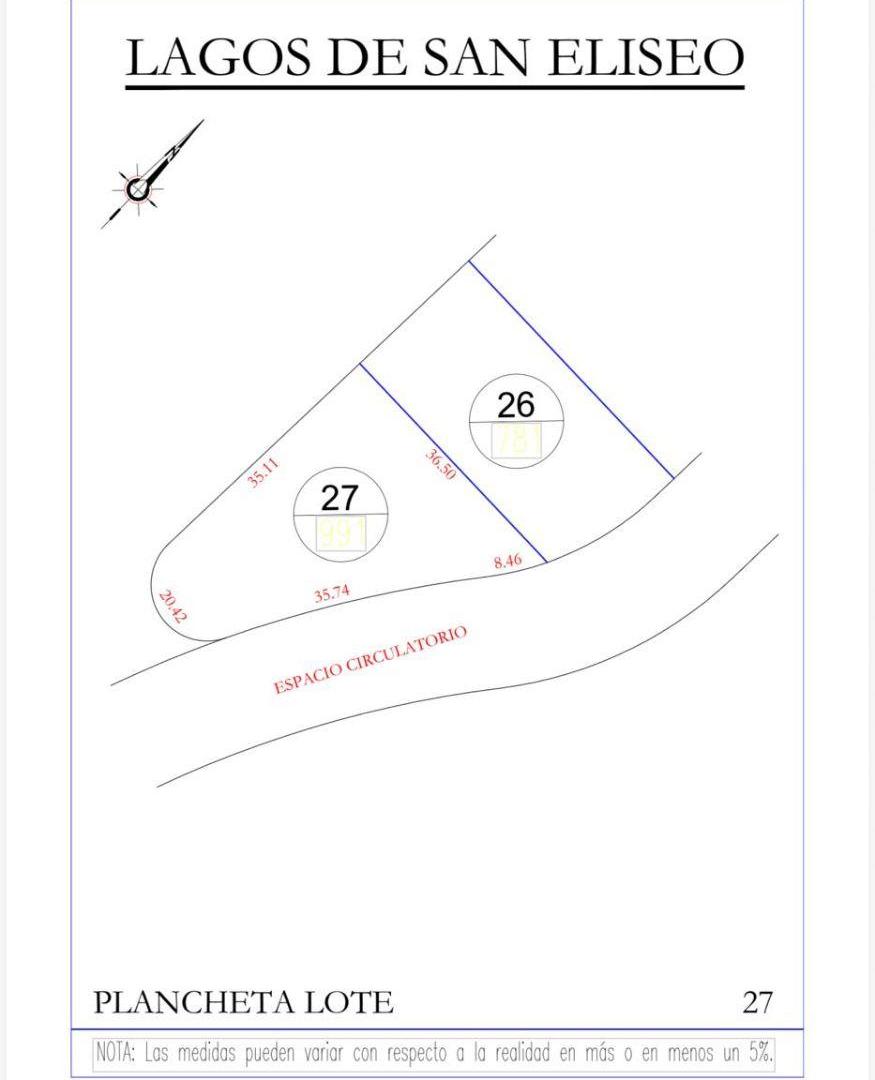 Lote en Barrio "Lagos de San Eliseo" Canning 991m2 - Inmejorable Ubicacion - LOTE: 27