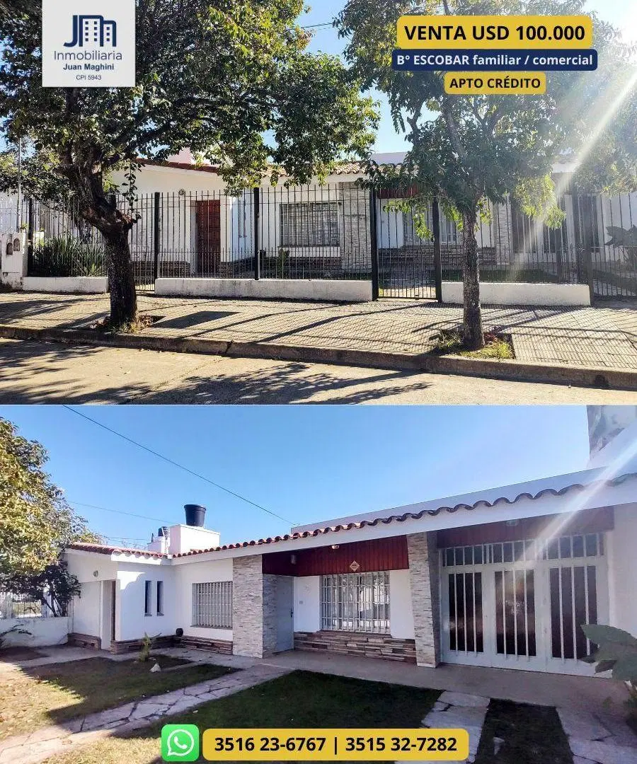 VENTA CASA | 3 DORM | B° ESCOBAR – Ideal Vivienda o Uso Comercial/Mixto
300 m² Totales USD 100.0 2