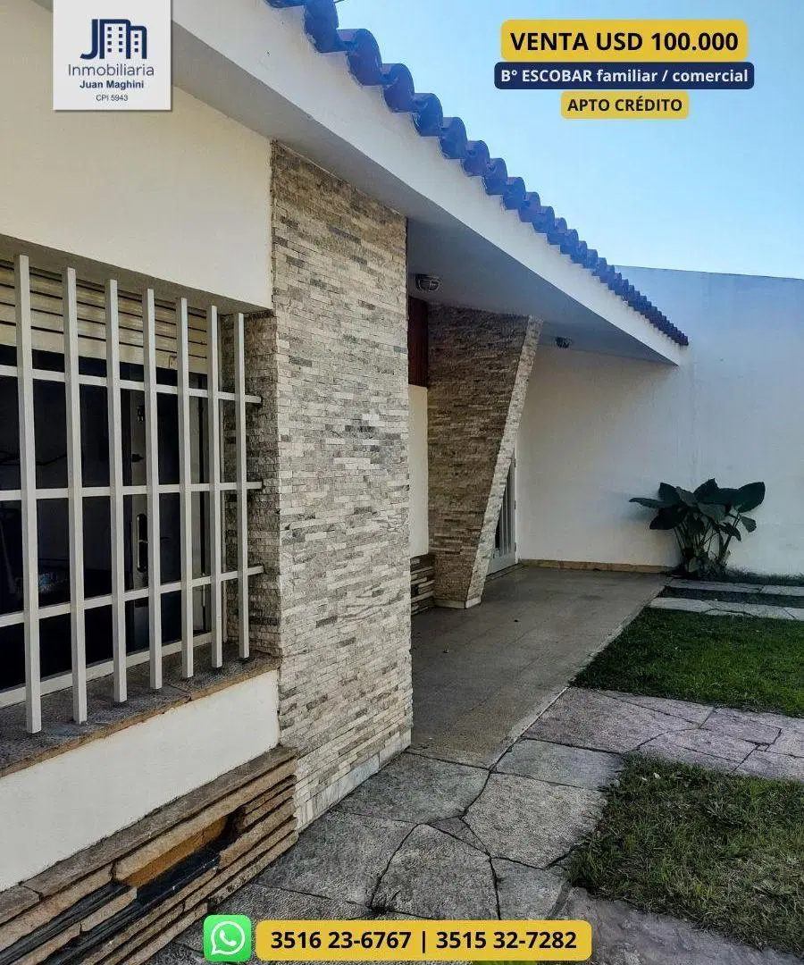 VENTA CASA | 3 DORM | B° ESCOBAR – Ideal Vivienda o Uso Comercial/Mixto
300 m² Totales USD 100.0 5