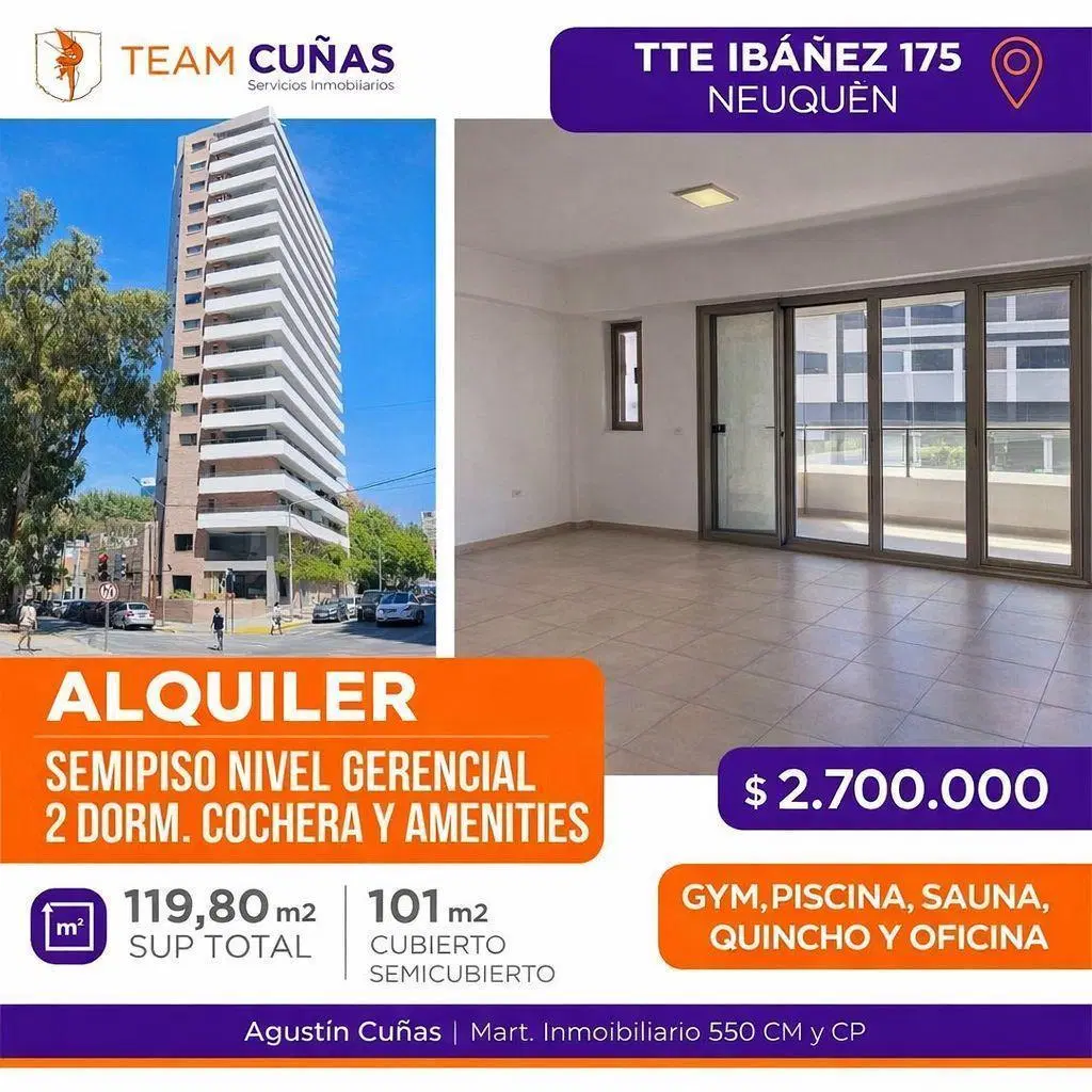 Vendo o Alquilo Departamento Nivel Gerencial 2 dorm (1 suite) cochera y Amenities Centro Neuquen 4