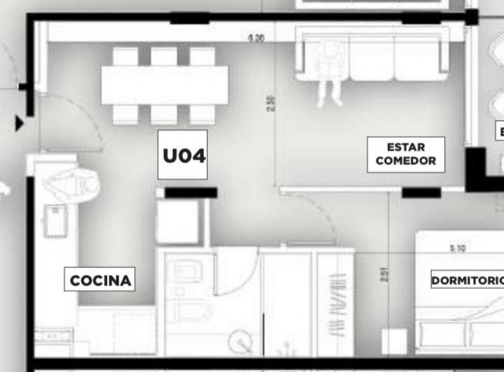 Departamento en Pichincha de un dormitorio con amenities balcon, pileta y parrillero, venta