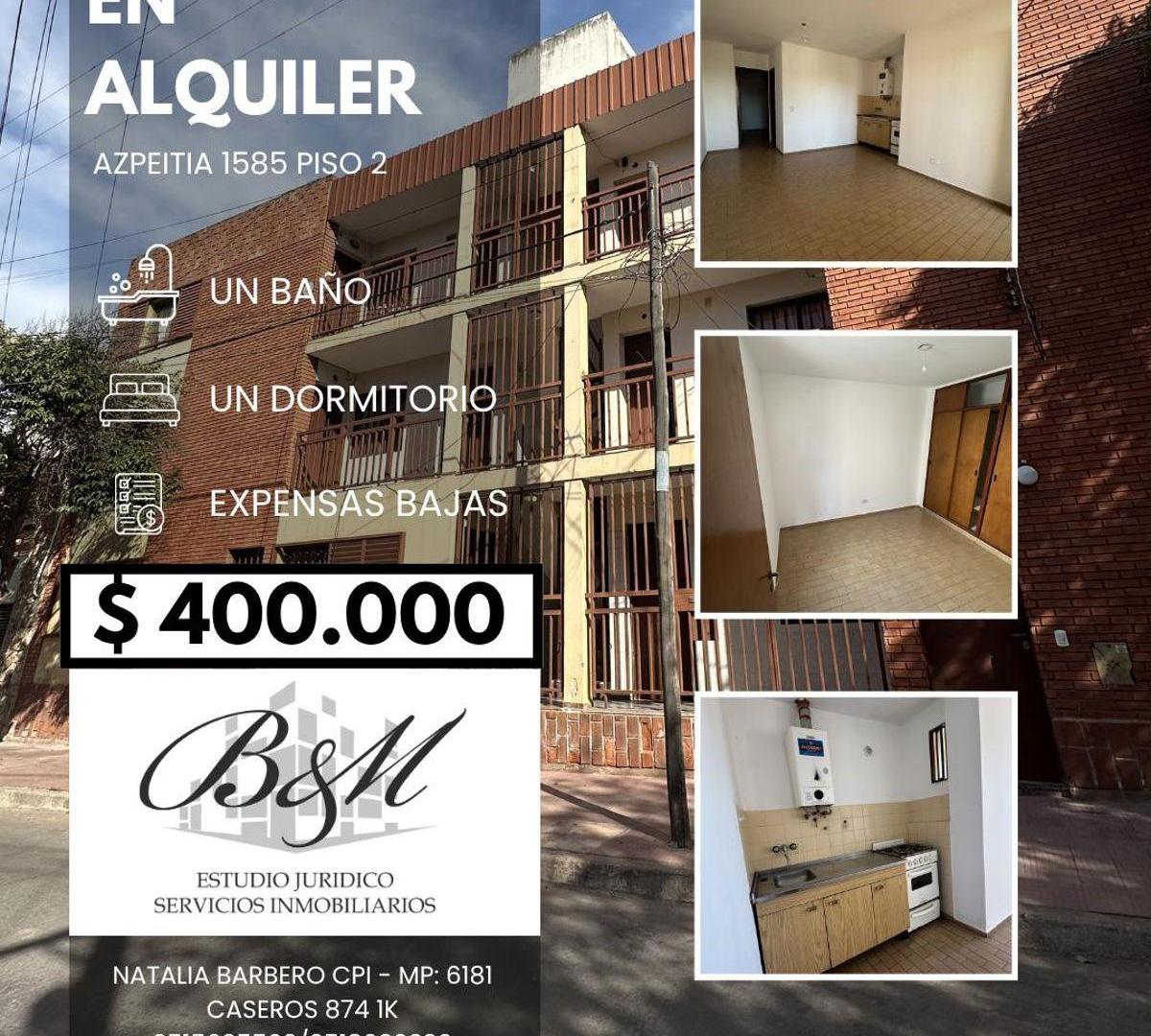 DEPARTAMENTO EN ALQUILER – AZPEITIA 1585