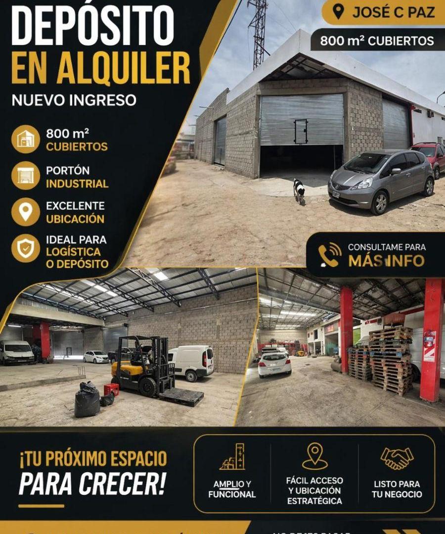 Amplio galpón en alquiler - Jose C Paz