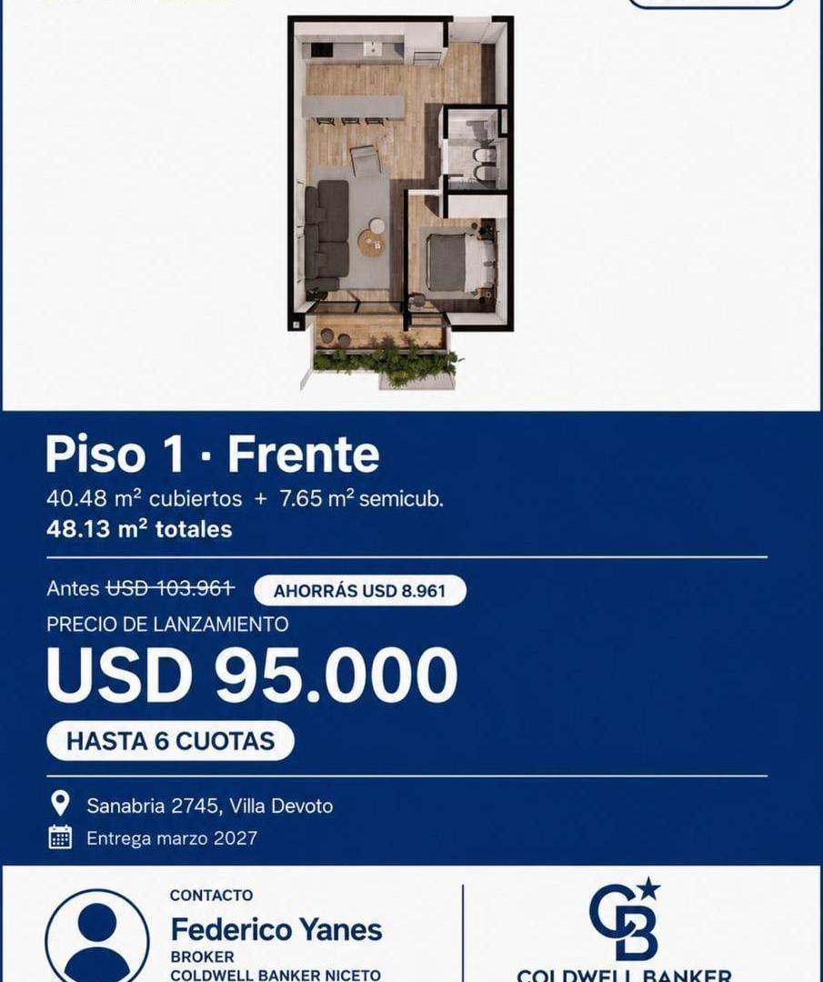 Foto de VENDE DEPARTAMENTO 2 AMBIENTES EN DEVOTO, imagen 1