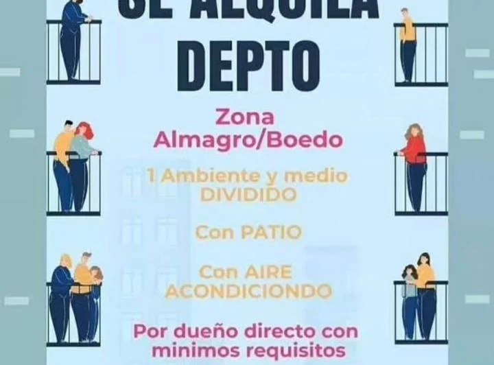 Monoambiente dividido en alquiler Almagro 4