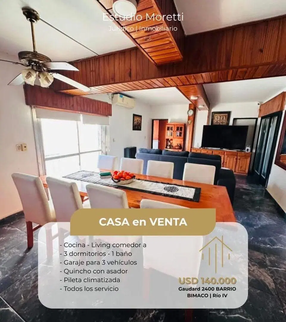 VENDO CASA 3 DORMITORIOS CON PILETA EN BARRIO BIMACO RIO CUARTO 5