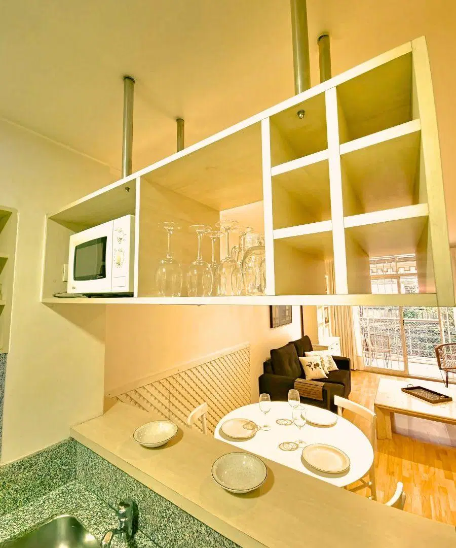 Departamento dos ambientes alquiler temporario Recoleta Balcón Laundry Amenities 5