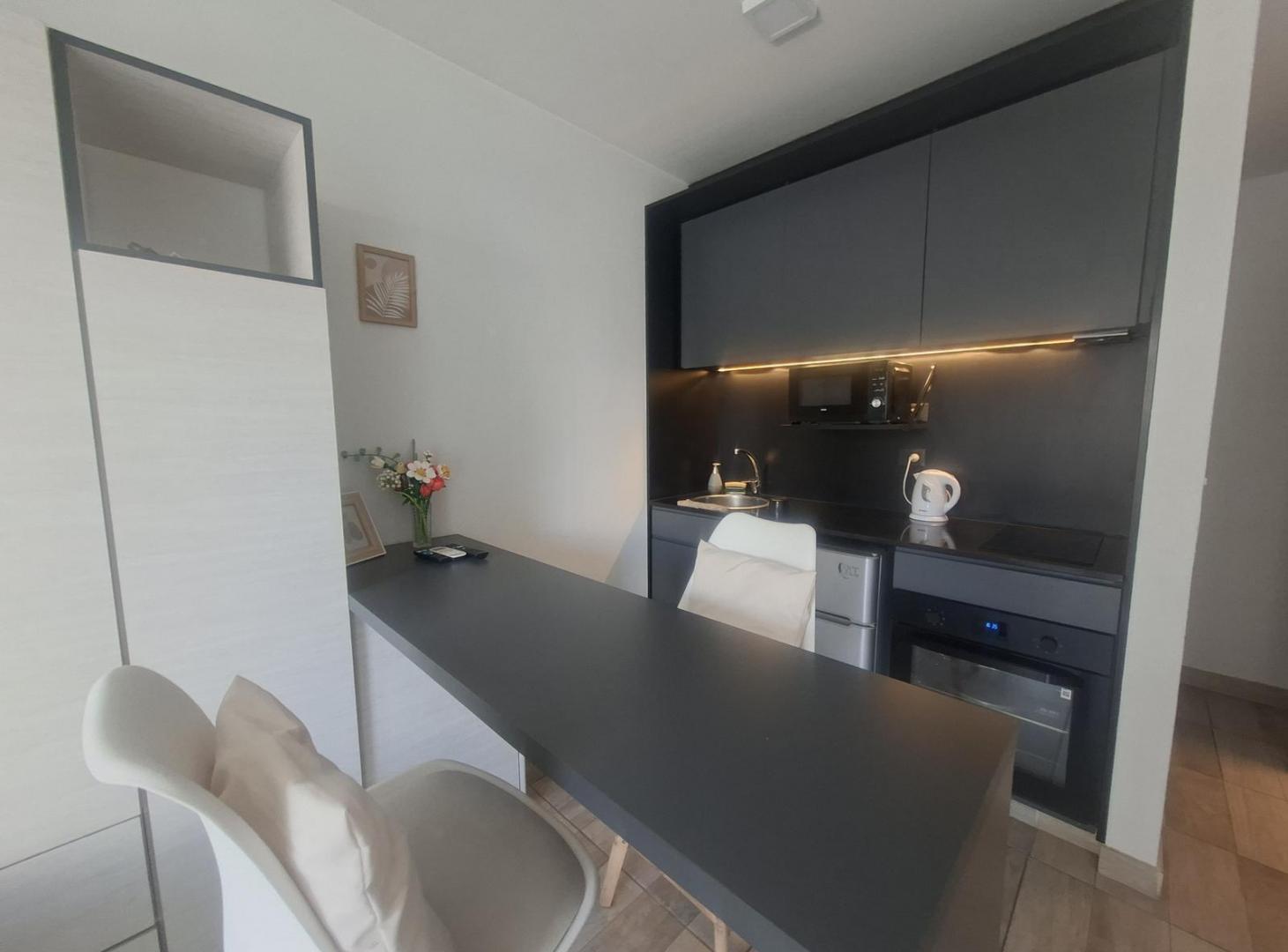 Foto de Monoambiente amoblado y equipado con balcón aterrazado y amenities, imagen 2