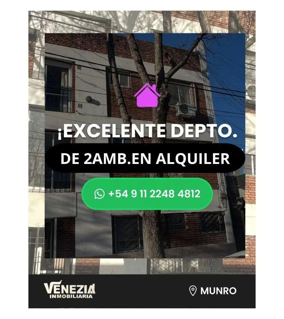 Departamento con 1 dormitorio en alquiler en Munro 2