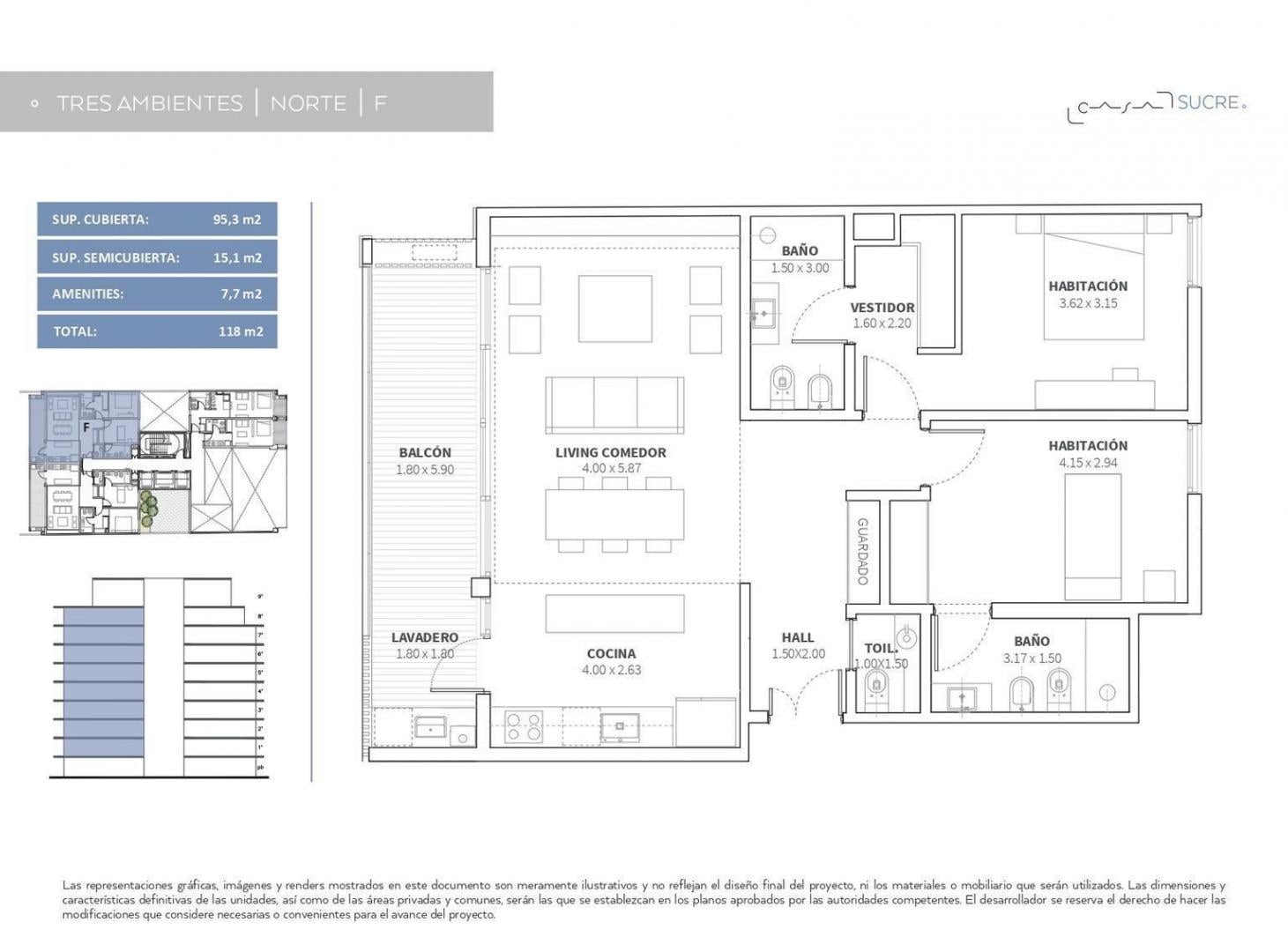 Venta Depto 3 ambientes con balcón terraza - Belgrano