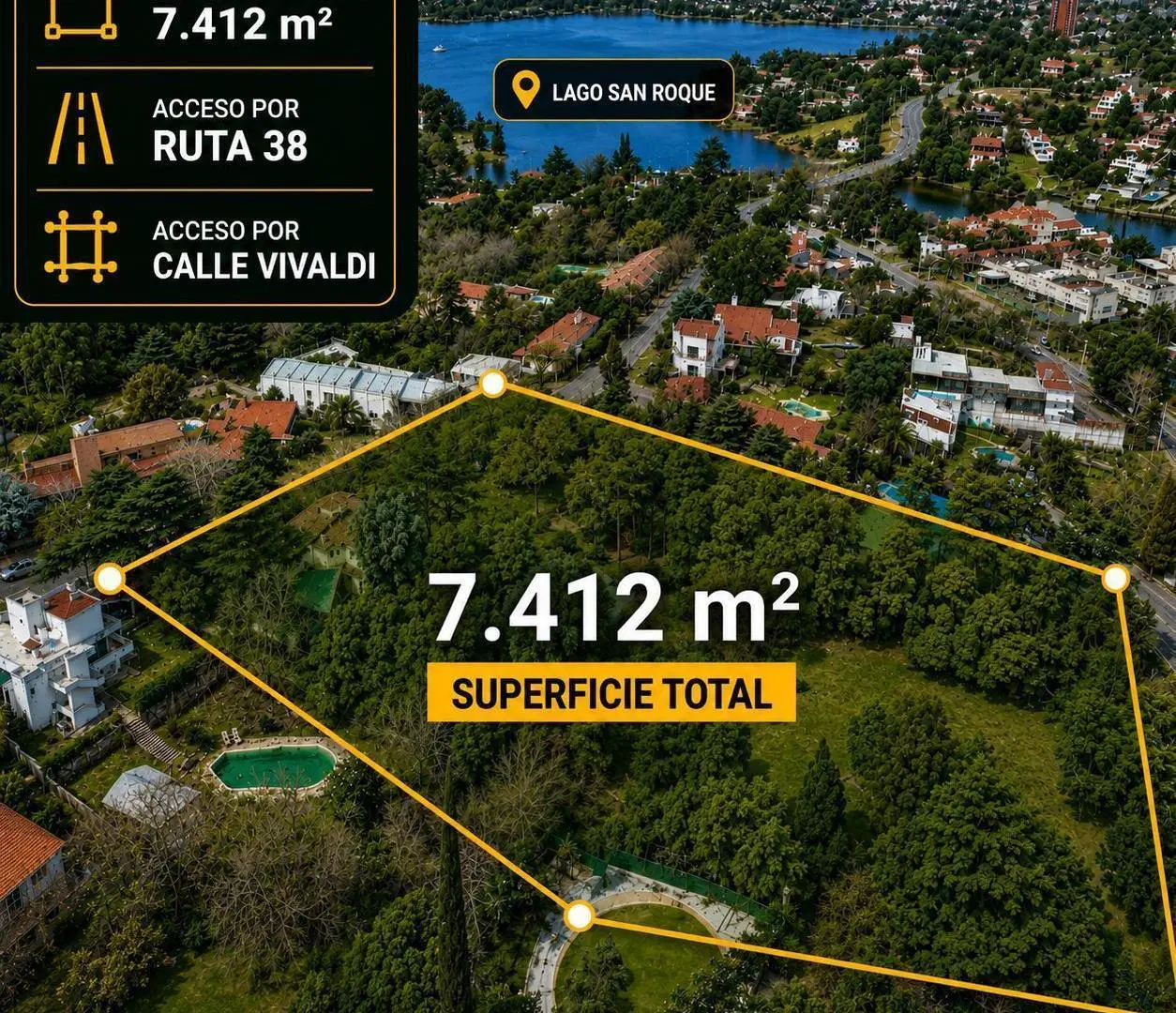 Venta Gran Terreno en Villa del Lago sobre ruta 4